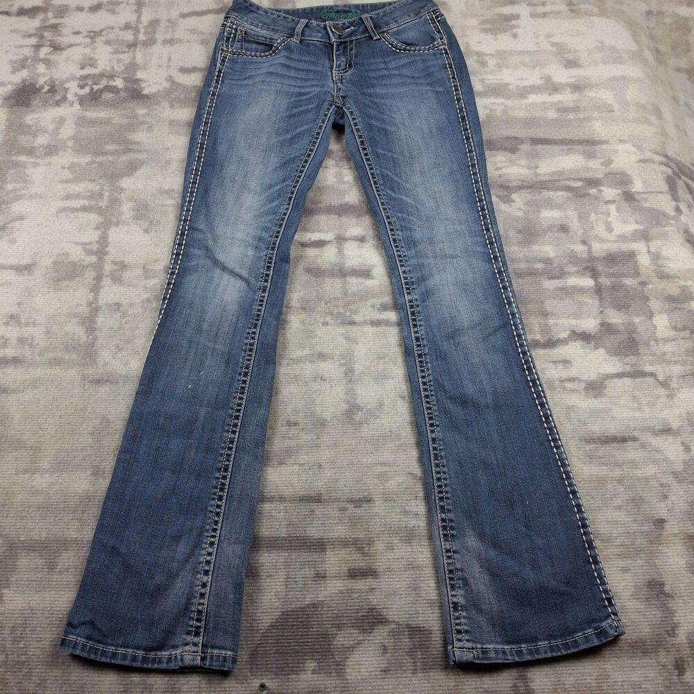 WRANGLER Sadie Jeans Womens 0x34 Thick Stitch Contrast Bootcut Flare Low Rise 0